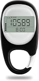 3D Pedometer with Carabiner, Accurate Step Tracker, Step Counter, Distance Tracker, 7 Days Memory, Calorie Counter for Men Women Kids Seniors Daily Fitness Activity Tracker Device