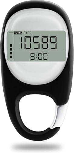 3D Pedometer with Carabiner, Accurate Step Tracker, Step Counter, Distance Tracker, 7 Days Memory,...