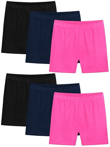 Ruisita Toddler Girls Biker Shorts Under Dress Safety Dance Cartwheel Shorts for Kids (US, Age, 6 Years, 7 Years, 6, Black,Navy,Rose)