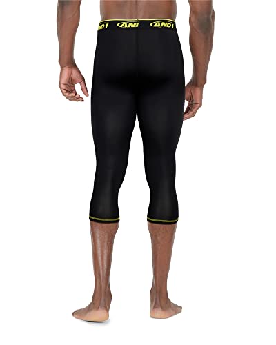 And1 Men's Performance Leggings - Athletic Compression Base Layer Tights (Size: S-Xl), Size Large, Crop Black #TOP2