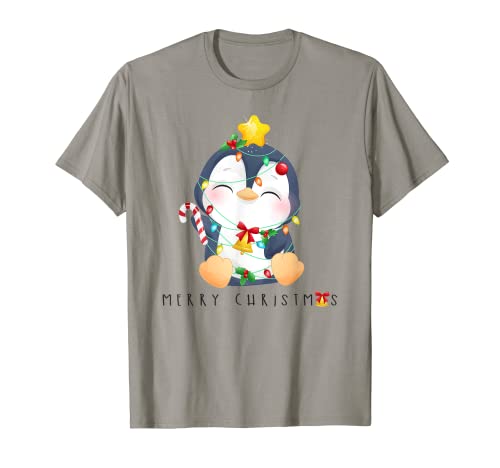 Merry Christmas Cute Penguin T-Shirt Pijama de vacaciones Camiseta
