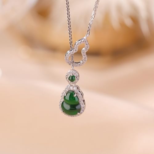 Collier gourde en argent sterling et jaspe véritable style chinois - 4