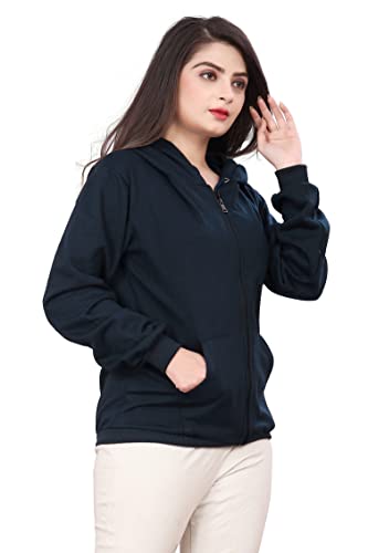Image of More & More HOODMASTER Women's Fleece Hoodie Sweatshirt with Zip Pockets Full Sleeves Regular Fit Solid Pattern Hooded Neck and Standard Length | Comfortable Fleece Hoodie for Women