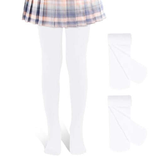 Image of 2 Pack Girls Tights Dance Tights Ballet Girls School uniform Footed Leggings Stockings for Kids 1-13 Years