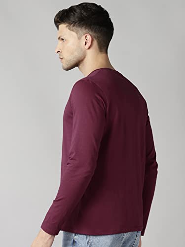 Image of Urbano Fashion Men's Solid Henley Neck Slim Fit Full Sleeve Cotton T-Shirt
