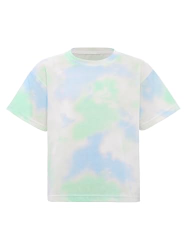 TiaoBug Kids Girls Tie Dye Tee Shirts Short Sleeve Round Neck Casual Summer Shirts Tops Blouse Age 2-14 Years3