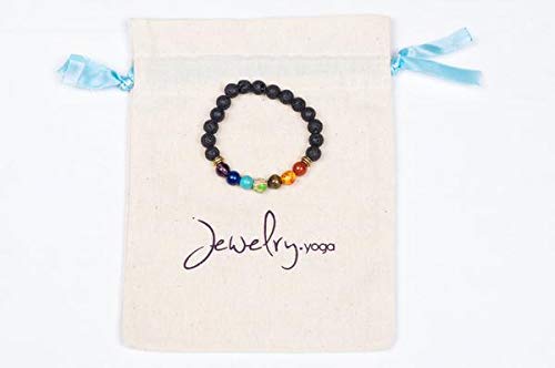 7 Chakra Healing Bracelet With Real Stones, Volcanic Lava, Mala Meditation - Men And Women Religious Jewelry - Wrap, Stretch, Charm Bracelets - Protection, Energy, Healing 7.25 In #TOP5