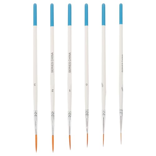 ORFOFE 6 Piezas Pinceles de Pintura Mini para Detalles Finos Pinceles Pequeños de Nylon para Acuarela Acrílico Óleo y Manualidades Kit Portátil para Dibujo y Modelado