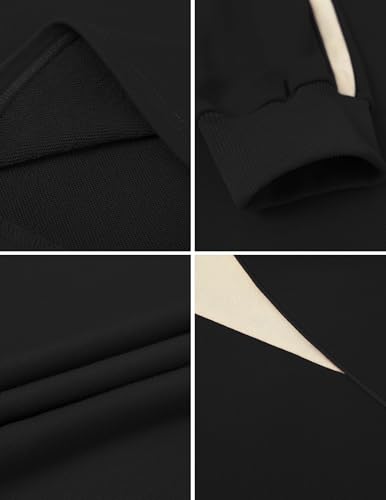 Vamtac Letter Graphic Crewneck Sweatshirts for Men Vintage Color Blocking Long Sleeve Casual Pullover Top