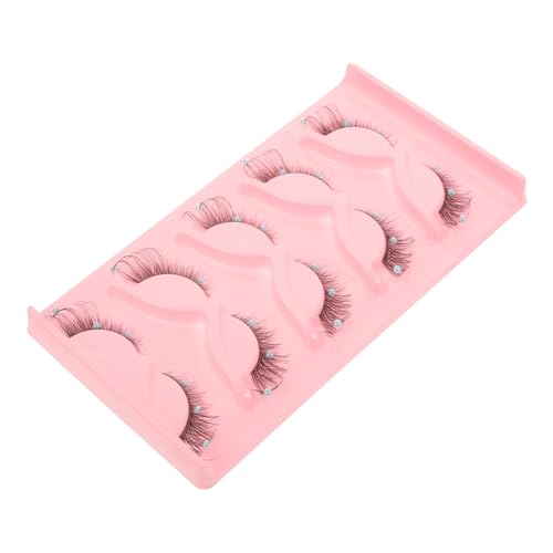 FIXOSHEE 5 Pestañas Postizas Foxy Eyes con Decoración de Transparente Extensiones de Pestañas Rizadas para Maquillaje y Cosplay Materiales de Química y Plástico Escenario y Fiesta