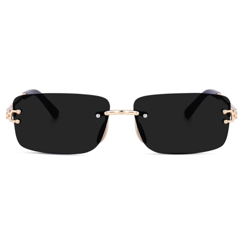 Dervin UV Protected Retro Rectangular Rimless Sunglasses for Men and Women