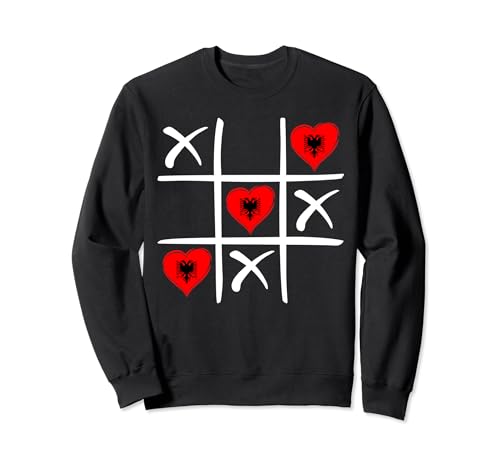 Albanian Flag coloured Hearts, Albanian Pride, Albania Fan Sweatshirt