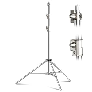 9.2 FT Stainless Steel Light Stand Photography, Heavy Duty Photography Tripod Stand with 1/4” to 3/8” Screw Adapter for Strobe,LED Video Light,Ring Light, Monolight, Softbox