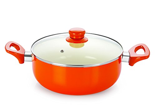 Nirlon Aluminium Non-Stick PFOA Free Casserole with Tempered Glass Lid, 22cm