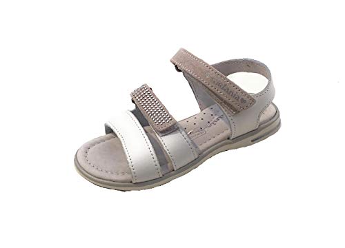Sandales en cuir enfant Melania ME4148D6E.C blanc taille 28 avec Velcro