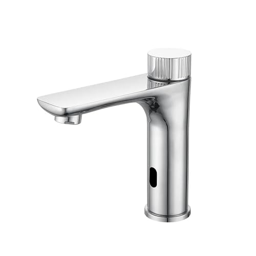 Grifo de lavabo sensor cromo monomando automático a batería para baño moderno 2