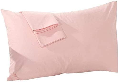 Toddler Travel Pillowcase 14X19 Pink Solid Zipper Closer Set Of 2 Pc 600 Thread Count 100% Pure Egyptian Cotton Decorative Hotel Quality Travel Pillow Cover (Pink Solid, Toddler 14X19 Zipper) #TOP9