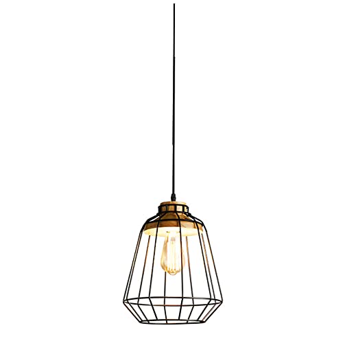 Lámpara colgante industrial retro jaula metal negro lámparas de techo salón