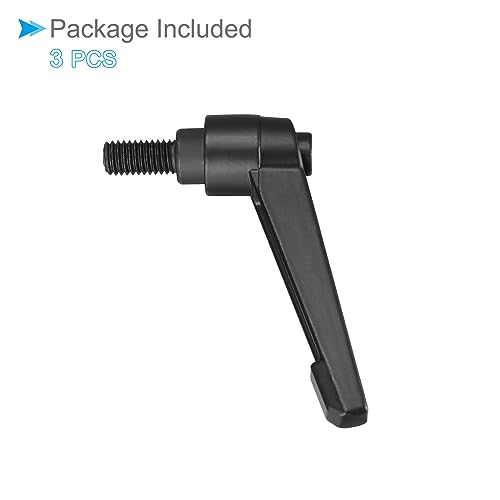 Image of Clamping Lever Handles, M8 x 15mm Male Thread, Adjustable Quick Release Locking Rotating Bolt Knobs Black - (Applications: for Lathe Machinery), 3-Pieces