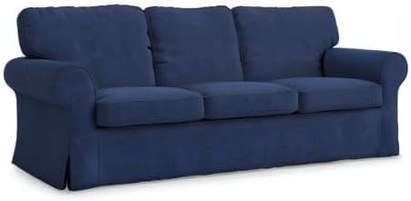 Miniatura 8 de Ektorp - Funda de repuesto para sofá de 3 asientos de algodón hecha para IKEA Ektorp 3 asientos (azul algodón), no es compatible con sofá Ektorp de