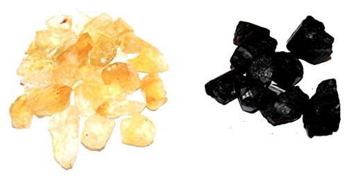 Image of Natural Black Tourmaline Stone Original Citrine Crystal Healing Vastu Meditation Gemstones