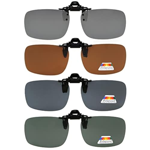 Eyekepper 4 Pack Flip-up Clip-On Sunglasses 59x39 MM Metal Wear Over Glasses