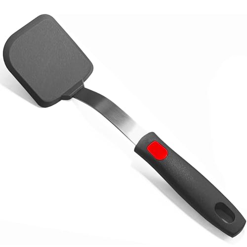 Image of Silicone Spatula - Nonstick, Heat Resistant Cooking & Baking Flipper for Pancakes, Omelettes, Pizza, Steak, Dosa - Ideal for Griddle Pans, Cookware and Fish Turner (Square Spatula)
