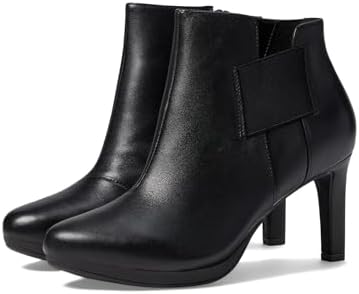 Clarks Women's Ambyr Rise Ankle Boot, Black Leather, 8 Wide | Image 3