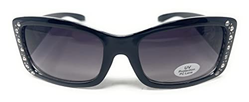 BB Western Ladies Rhinestone Bling Shade Sunglasses (Black silver cross)2