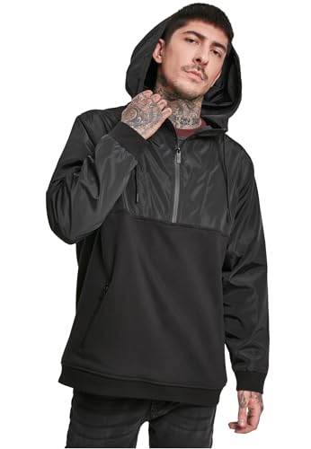 Image of Urban Classics Men's MilitaryÃ‚ half ZipÃ‚ hoody Hoodie, Black (Black 00007), XXL UK