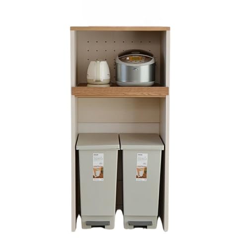 幅60cm ゴミ箱もスッキリ収納出来るレンジ台KR-1360R (ブラウン木目) 日本製 ≪寄付者様組み立て品≫ [レンジ台 レンジラック 大型レンジ ゴミ箱 ダストボックス 収納 ラック スリム 家電収納 キッチンボード スライド キッチン家電 オープン 新生活 国産] [F-18806_02]