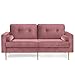 Produktbild VASAGLE 3-Sitzer Sofa, Couch für Wohnzimmer, Bezug aus Samt, für Wohnungen, kleinen Raum, Holzgestell, Metallbeine, einfacher Aufbau, modernes Design, 183 x 78 x 88 cm, rosa LCS001P01