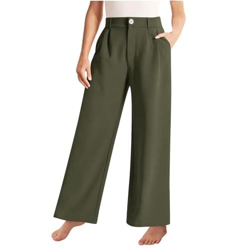 Generisch Pantalones de mujer de pierna ancha, pantalones casuales de negocios con cintura alta y pantalones de lluvia 514Y para niñas, AG., 150