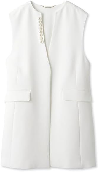 Amazon | [セルフォード] リネンライクパールネックロングジレ 
