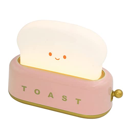 Sewinde Cute Toast Lamp Room Decor Night Light LED Dimmable Bread Light Rechargeable Desk Lamp with Timer Sleep Lamp for Bedroom Bedside Decorations Aesthetic Gifts for Teen Girls(Pink)