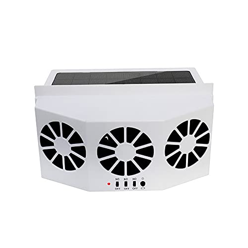 Unifizz Solarny wentylator z cienkimi oknami, zasilany energią słoneczną, wentylator samochodowy z trzema wentylatorami zapewnia wydajne chłodzenie, 1,5 W, tworzywo ABS, biały