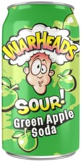 WarHeads Sour Green Apple Soda 355ml (Pack of 6 Cans X 355ml Each)