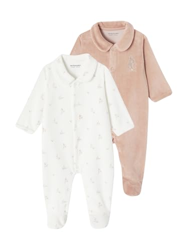 VERTBAUDETLot de 2 Pyjamas Mixtes Velours Ouverture naissancerose3M(60CM)