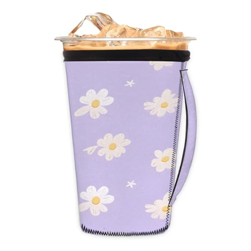 Shark Silhouette Reusable Neoprene Coffee Sleeve with Handle Insulated Iced Coffee Cup Holder Reduces Condensation Fits 24-28 oz Cups M