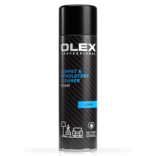 Olex Professional Carpet & Upholstery Cleaner - Linen Scent - Pet Stains & Odour - Carpet Freshener - Sofa Cleaner - Fast Drying Foam - Stain Remover - Carpet Cleaner Solution - 500ml XL Can
