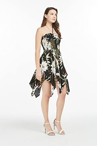 Image of Family Matching Hawaiian Clothes, Wispy Cereus Black | Lightweight 100% rayon • Family matching outfits • Tropical floral print • Beach vacations • Luaus • Cruises • Family photos