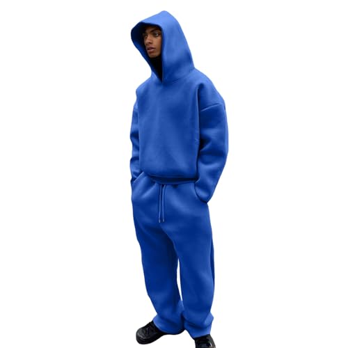 Ensemble de sport à capuche homme pantalon polaire bleu foncé taille XL