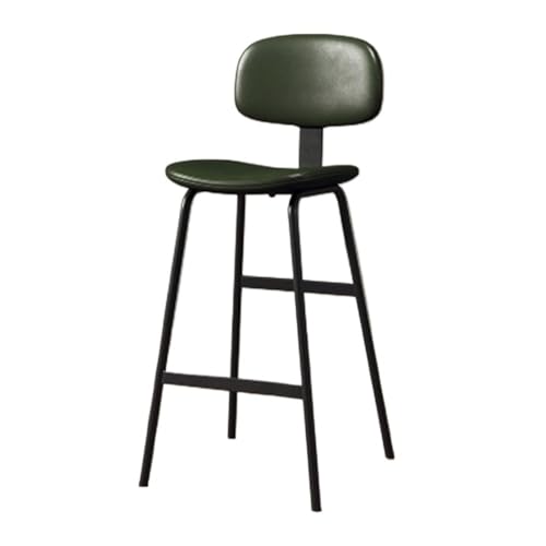 Taburete de Bar de Pub Verde Oscuro con Respaldo Suave, Taburete Alto de Hierro, Silla de Restaurante de 75 cm