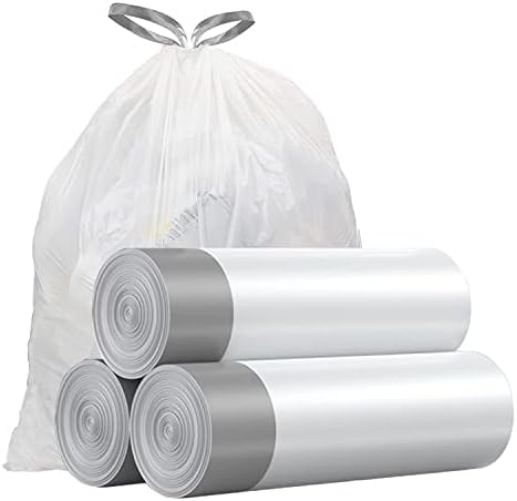 Small Trash Bags 4 Gallon - Drawstring 4 Gallon Trash Bag, Individual Unscented Small Garbage Bags, White 4 Gal Small Trash Can Liners Bathroom Trash Bags, 57 Count