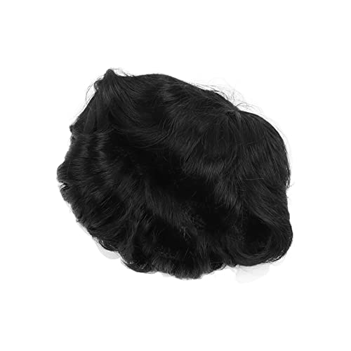 Perruque de cheveux noirs courts, véritable perruque noire à la mode naturelle bonne respirabilité pour un usage quotidien pour les hommes pour les fêtes