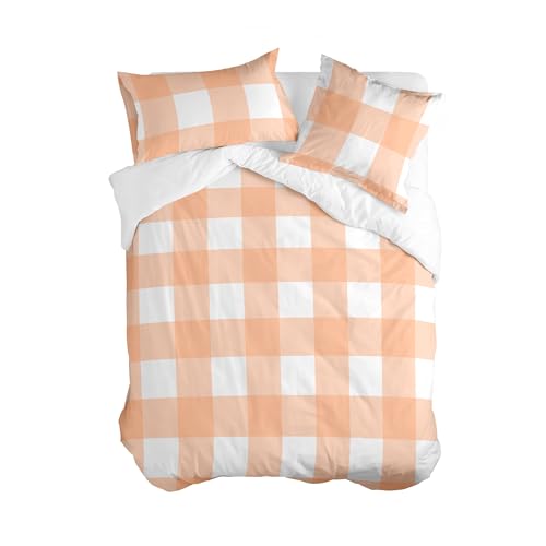 Funda nórdica 240x220 Gingham melocotón soluciona problemas de tamaño 6