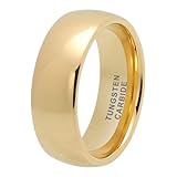 TUTISS 8mm Gold Tungsten Rings for Men Women Engagement Wedding Bands Domed Polished Comfort Fit Size 10