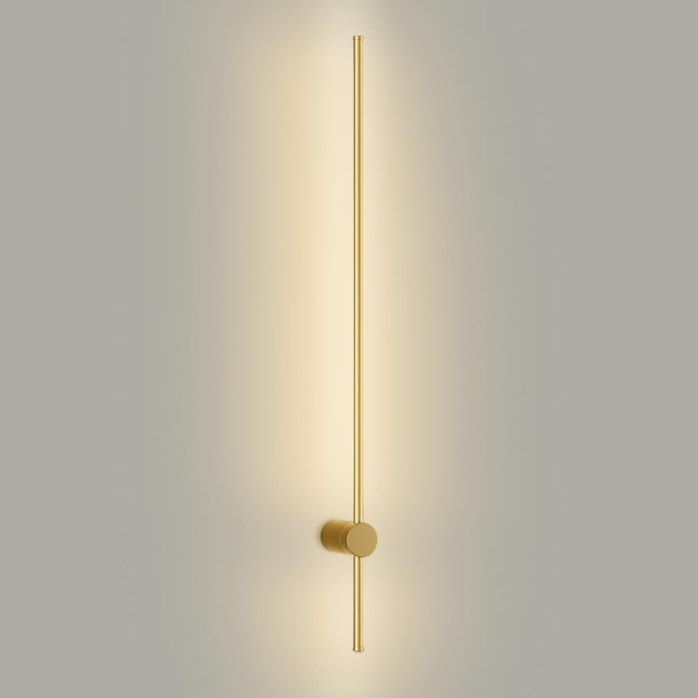 Klobvtt Gold Wall Sconce Adjustable Wall Light Linear Wall Sconces Long Strip Hardwired Wall Lamp Modern Golden Wall Lighting Fixture 360° Rotation Living Room Wall Lights