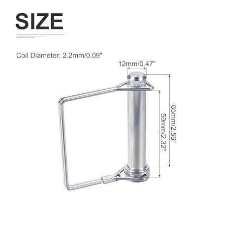 DTGN 12mm x 65mm (DxL) Wellenverriegelungsstift - 3er Pack - Gut für Farmanhänger Rasen - Karbonstahl Vierkantanhängerkupplungsstift - Silberton