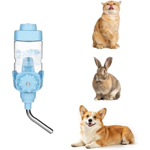 Vannon Water Bottle for Small Animals, 15oz Top-Fill Pet Dispenser, Blue